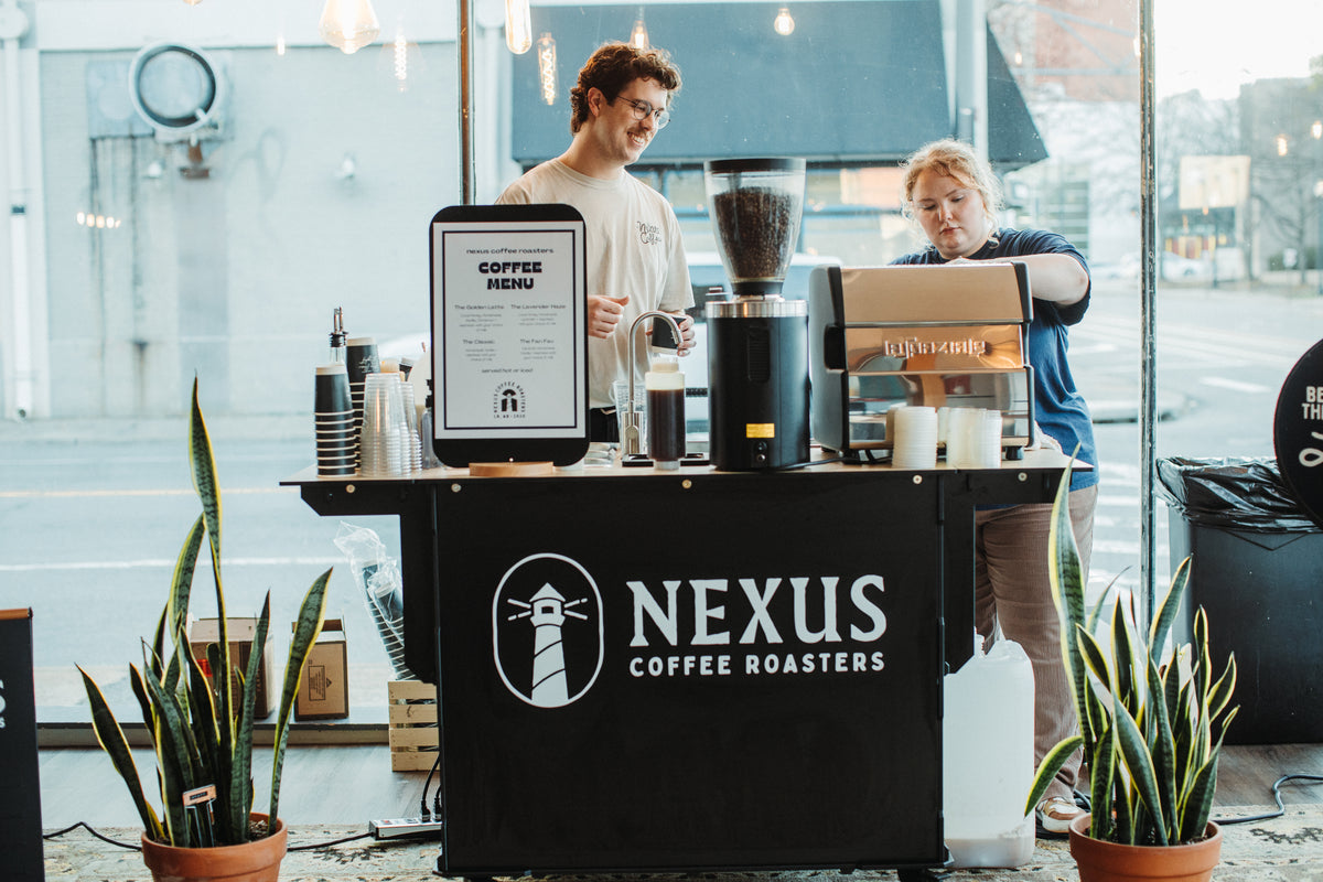 Nexus Coffee Roasters mobile coffee cart and team in Little Rock, AR