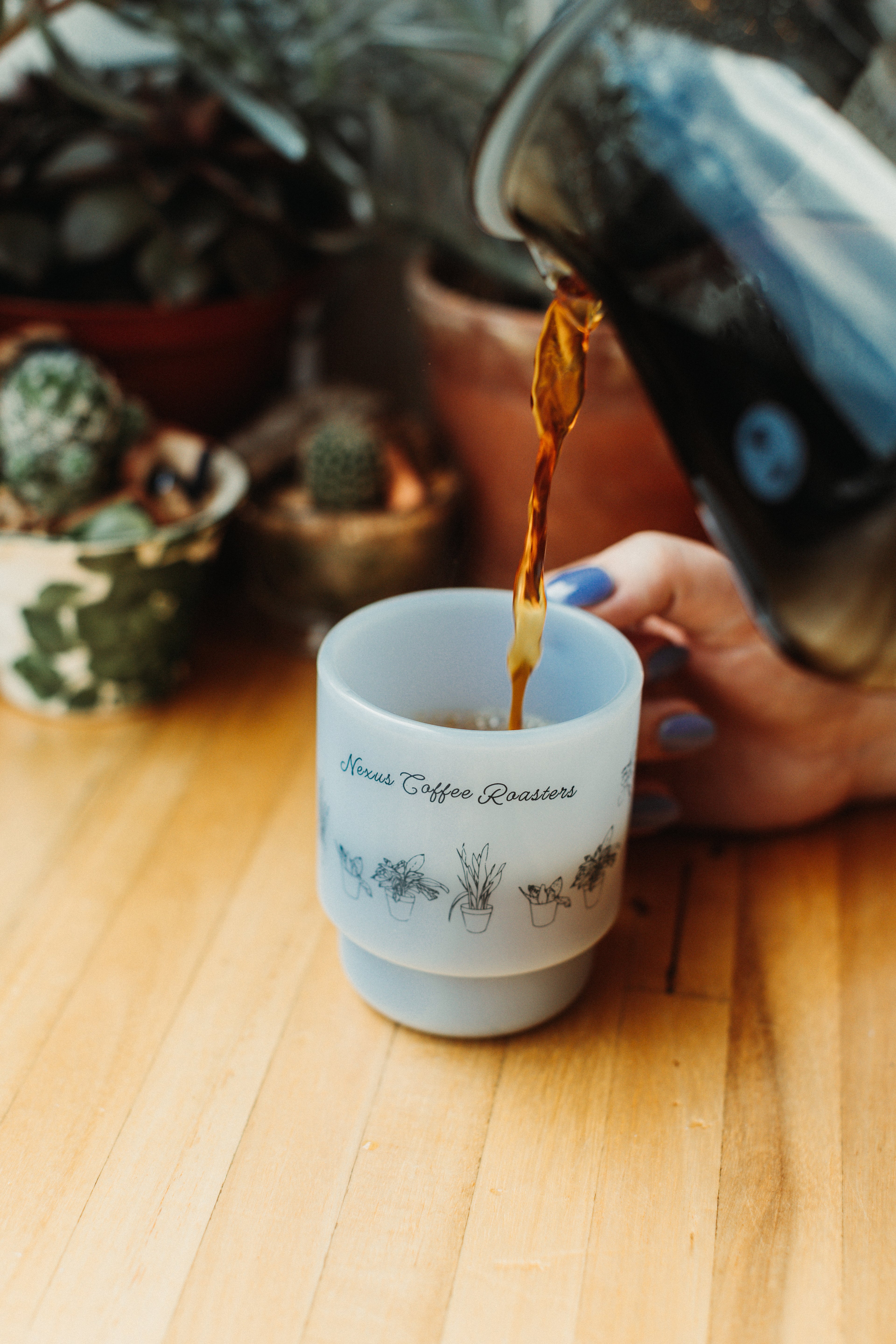 Milk Glass Plant Mug